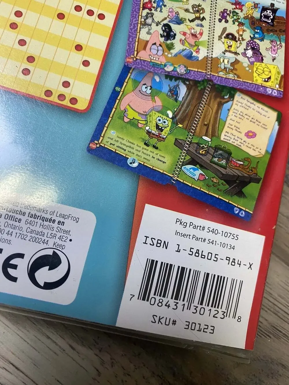LeapFrog SpongeBob Square Pants Salty Sea Stories G1-3 Book & Cartridge Preowned